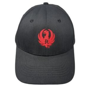 Ruger Baseball Cap Black Red One Size Strapback Embroidered Eagle Logo Hat